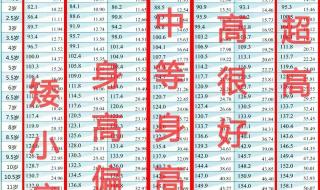 2023版身高体重对照表